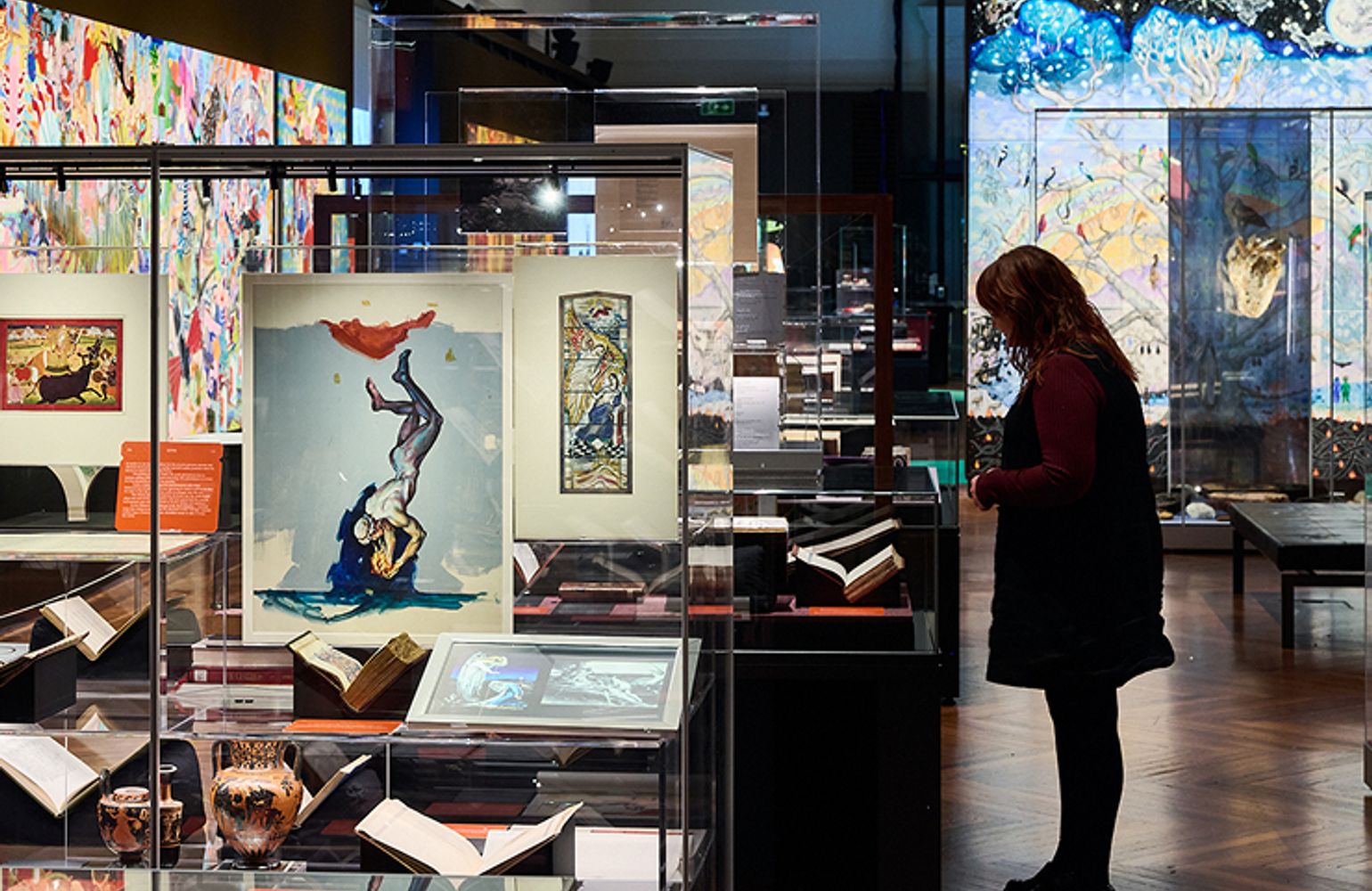 Patron viewing an exhibition at State Library Victoria