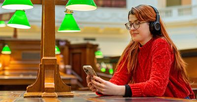 A student studying in the dome