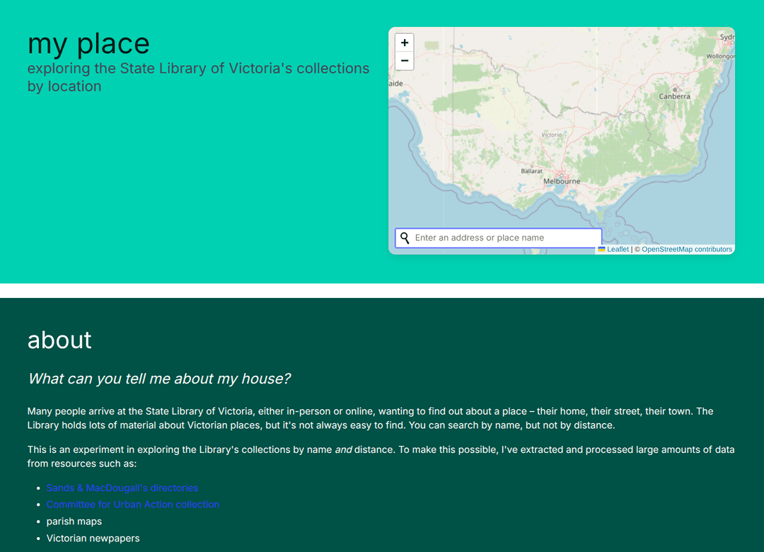 My Place – exploring SLV collections through a street address | SLV LAB