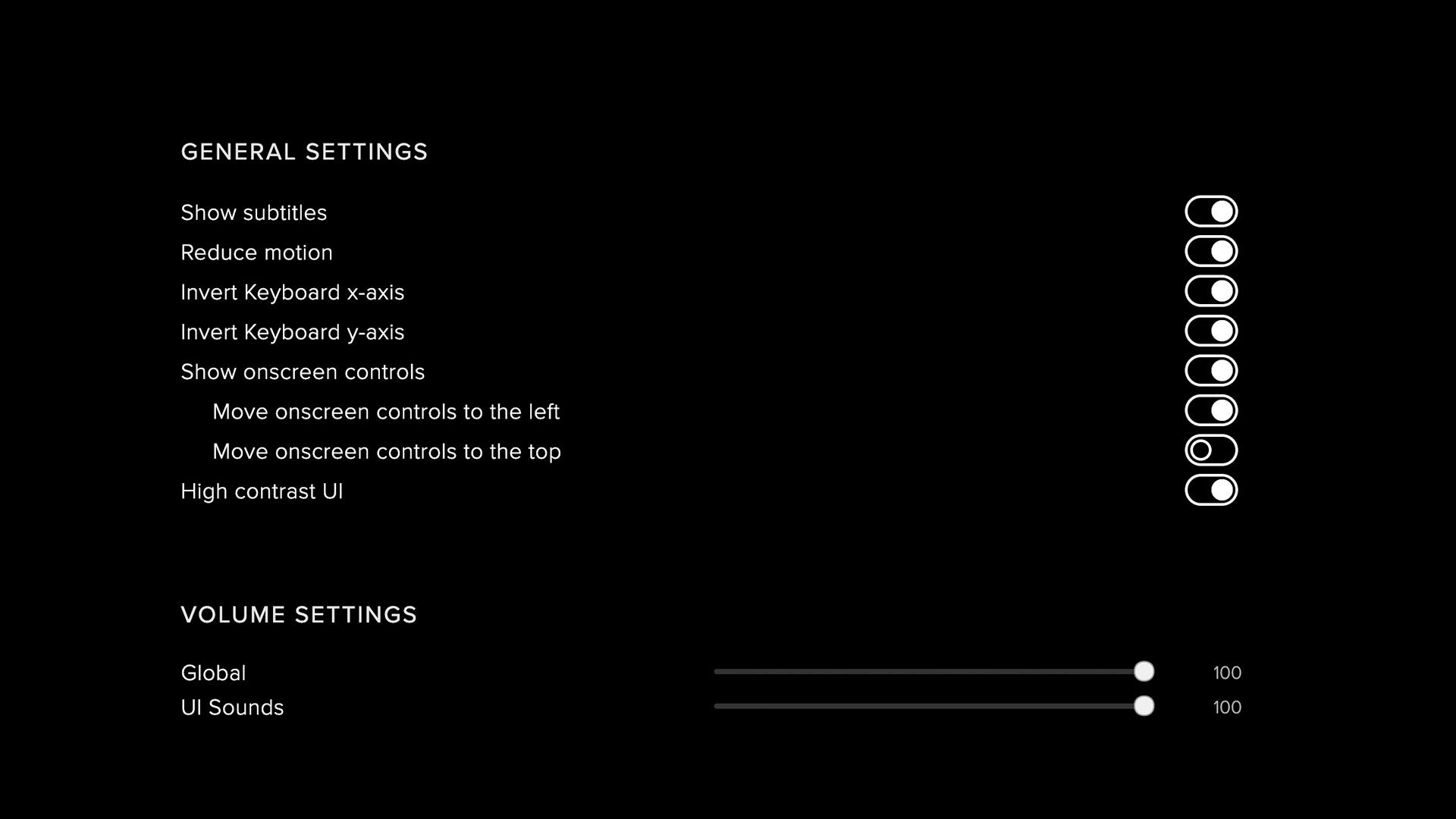 A screenshot of a web menu with black text and white writing that shows various accessible display options - Mouthful of Dust