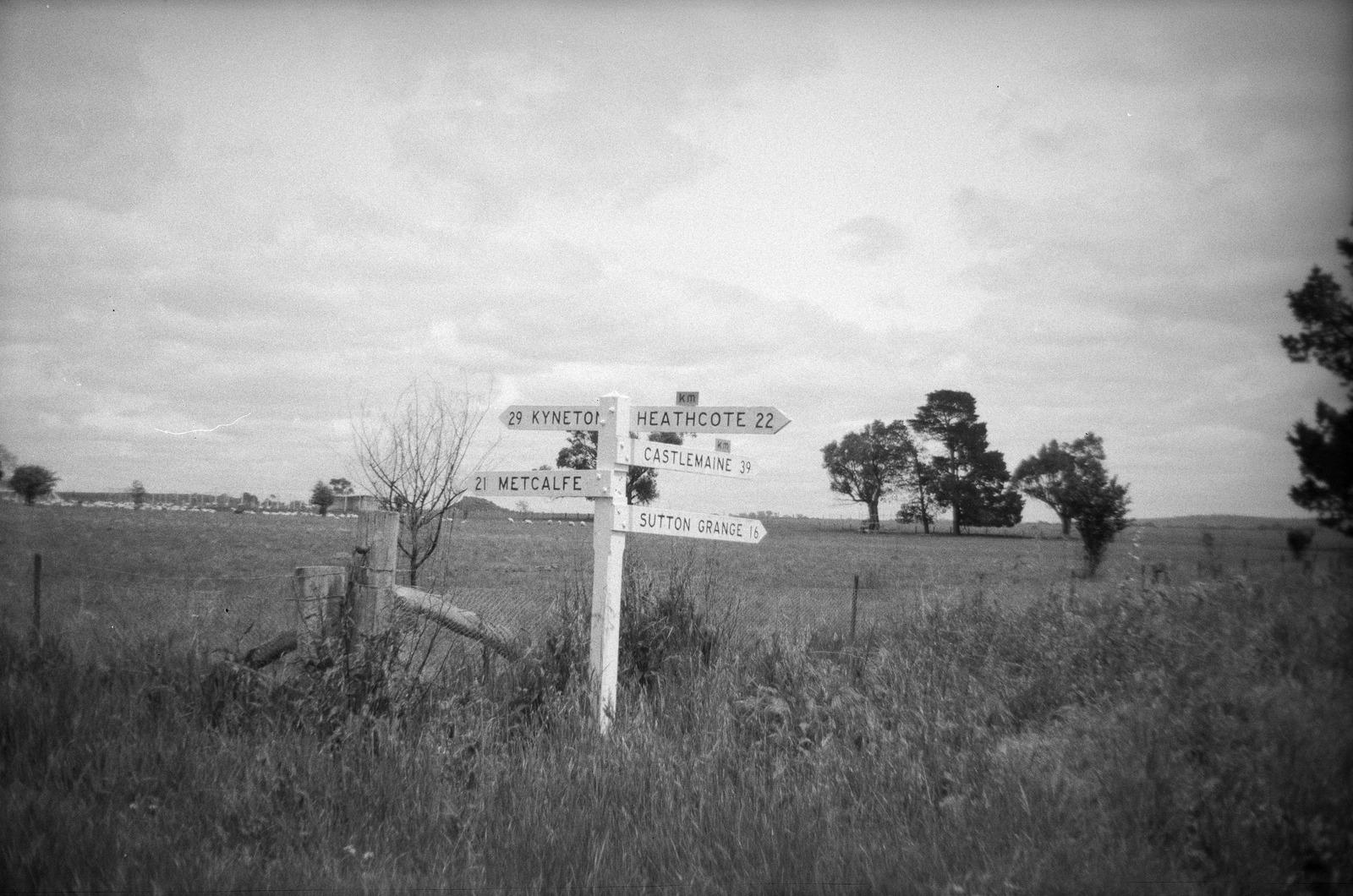Signpost - Kyneton-Heathcote Road, Redesdale, from Mcniffs Road to Lyell Road - west side. (1970)