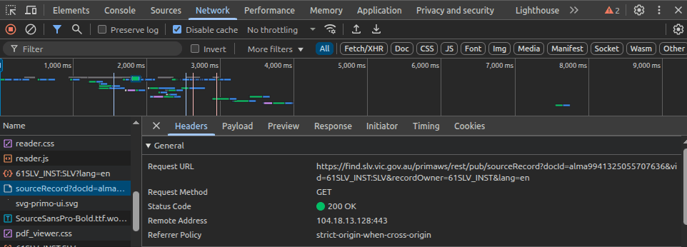 Night mode version of the web browser developer console