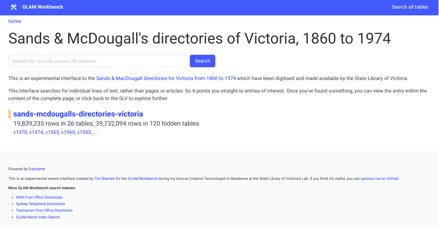 A web interface for searching the digitised Sands & McDougall’s directories
