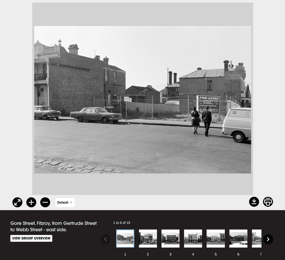 Photos from Gore Street, Fitzroy displayed in the SLV image viewer