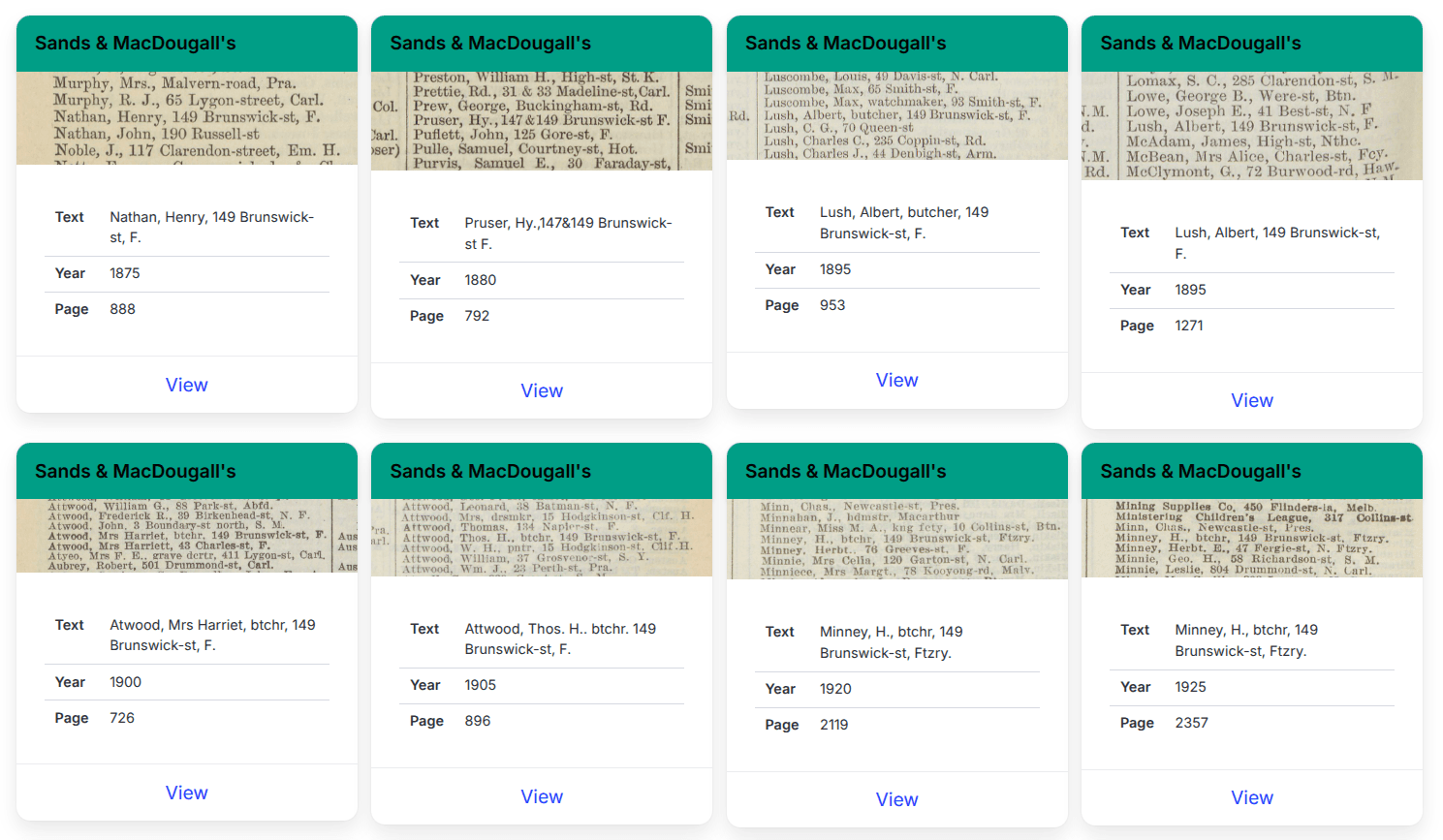 Occupants of 149 Brunswick Street, Fitzroy from 1875 to 1925